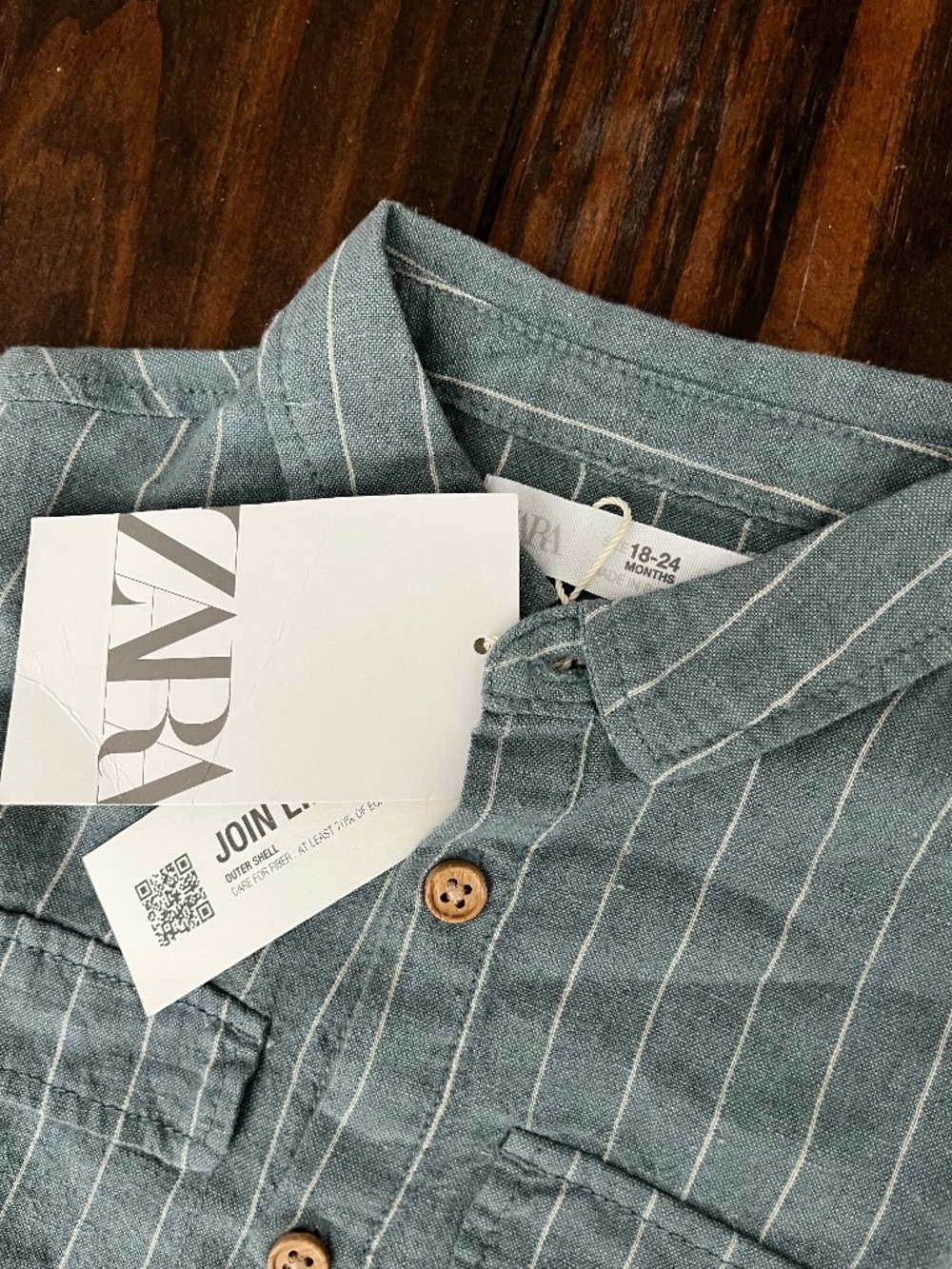Zara boys collared button up shirt size 12-18 months dusty blue NWT